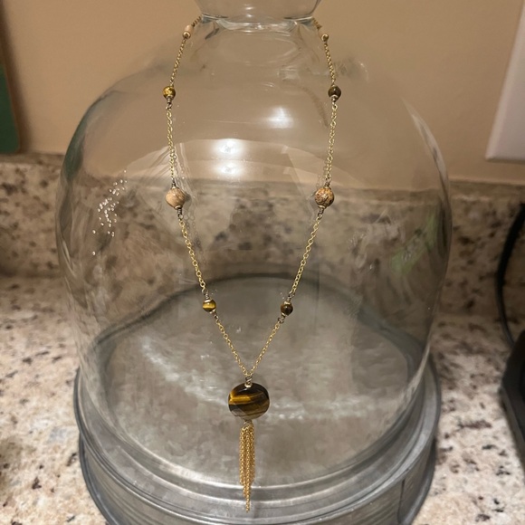 Lia Sophia Gold-Tone Necklace with Brown Faceted Bead & Tassel - Picture 7 of 9